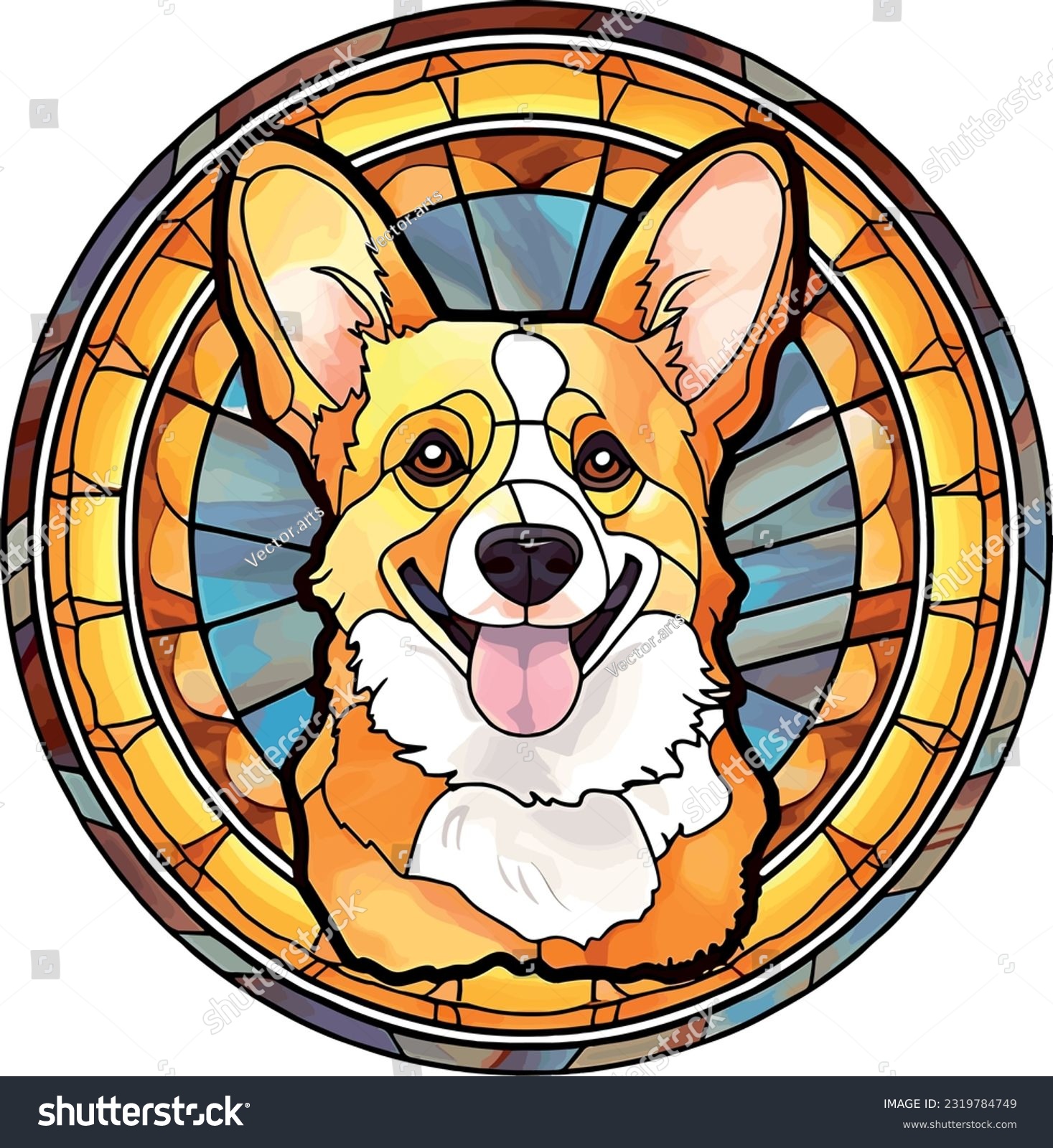 Corgi dog stained glass effect vector stock vector royalty free