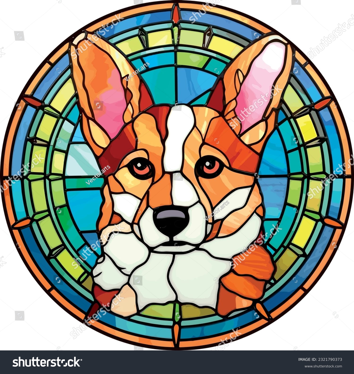 Corgi dog stained glass effect vector stock vector royalty free