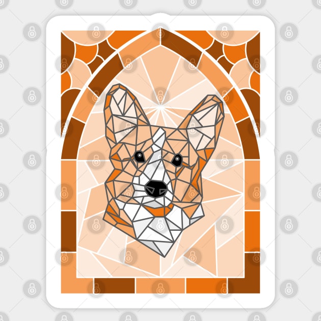 Stained glass fawn corgi