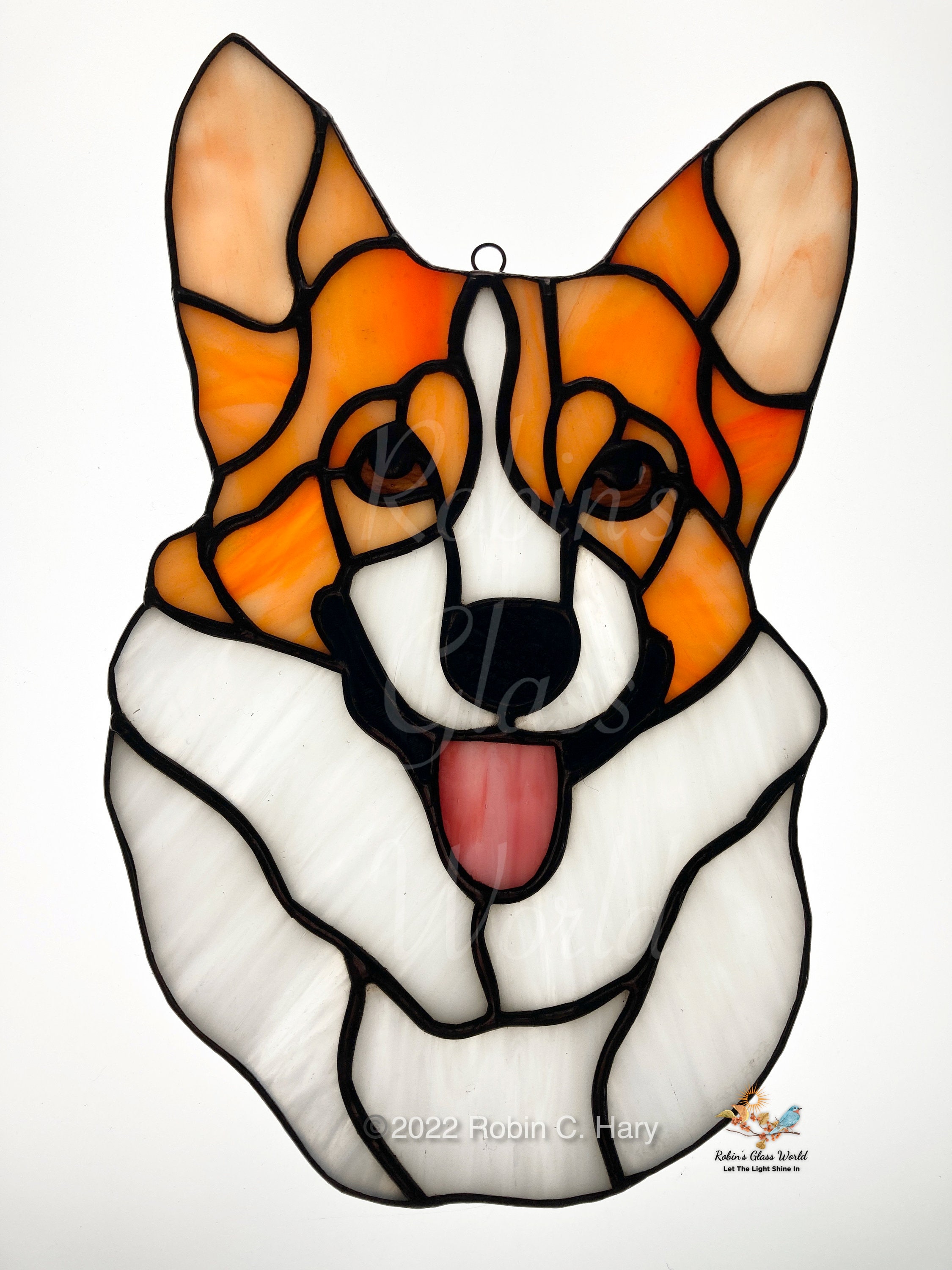 Corgi handmade stained glass suncatcher pembroke cardigan welsh