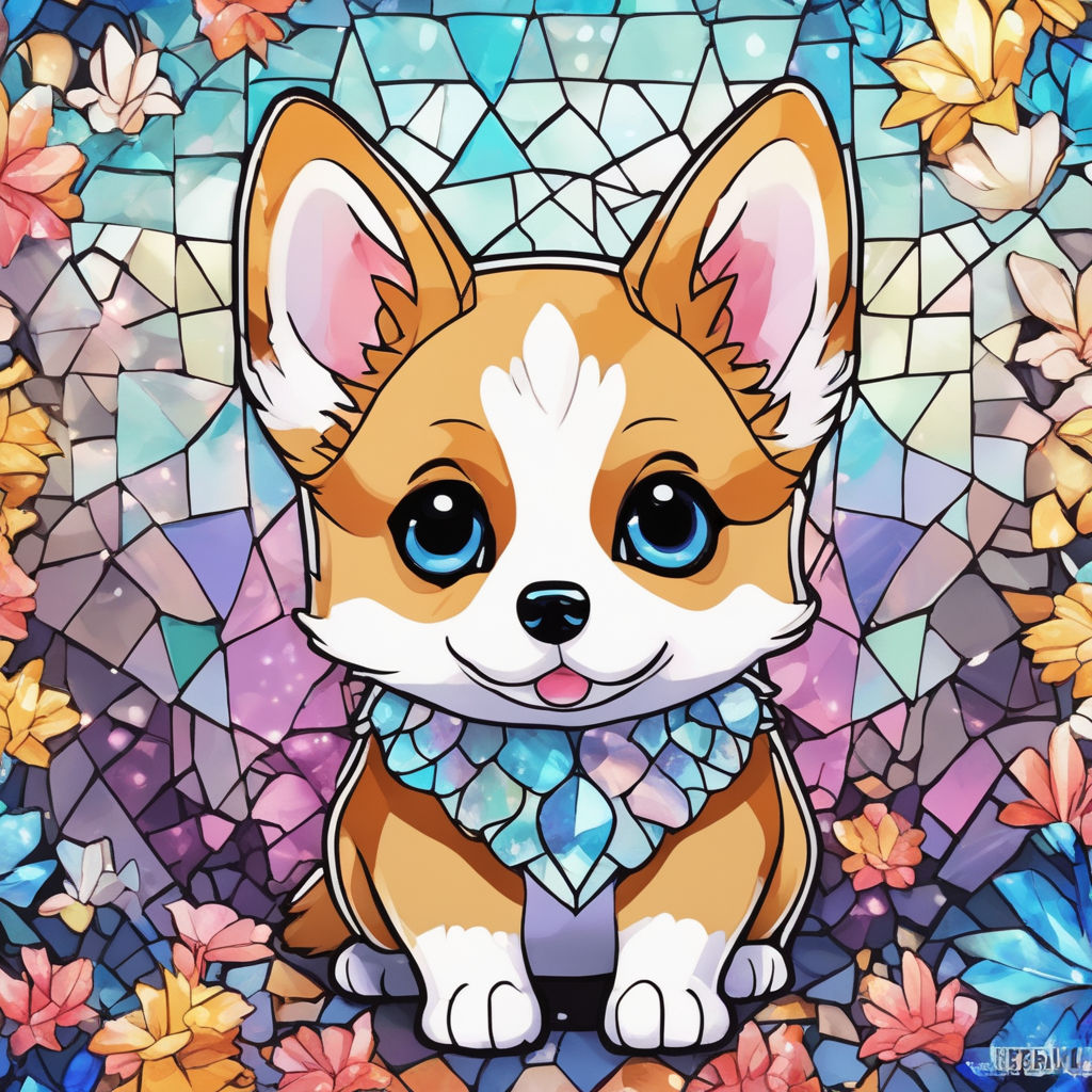 Draw icon corgi cattle whit glass eyes