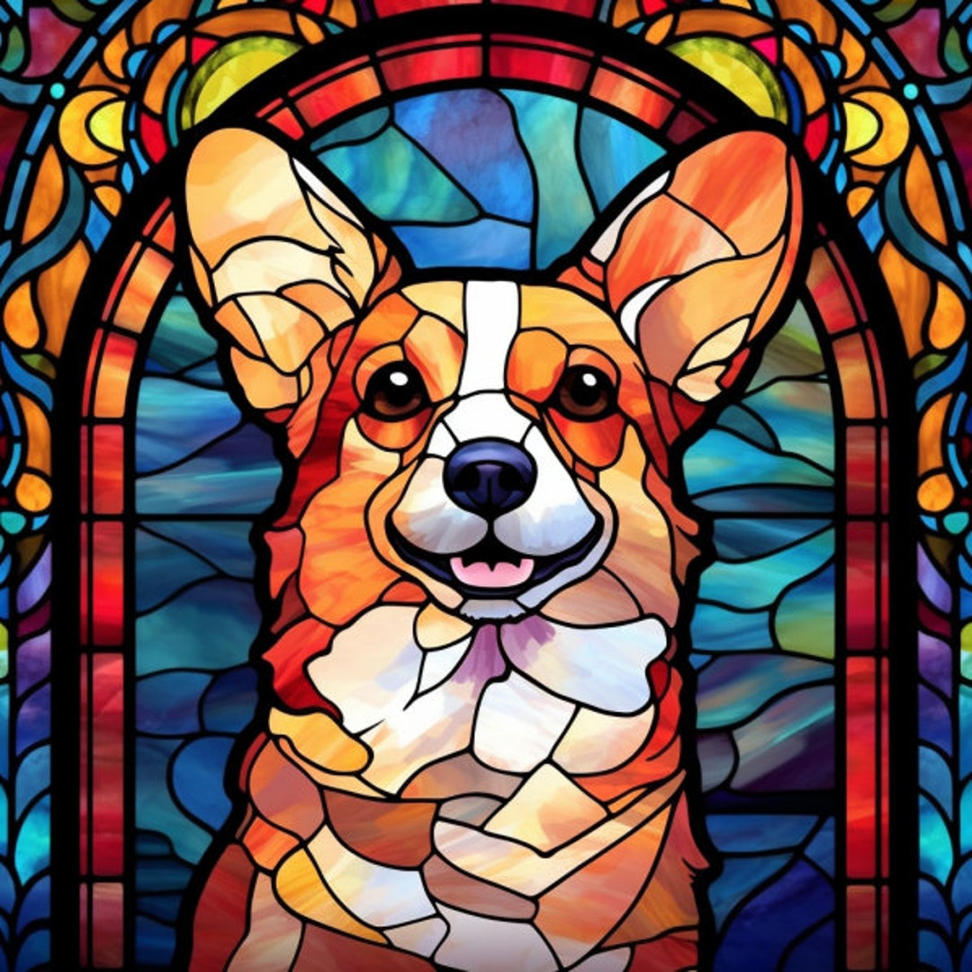 Corgi stained glass window corgi lover window film corgi stained glass