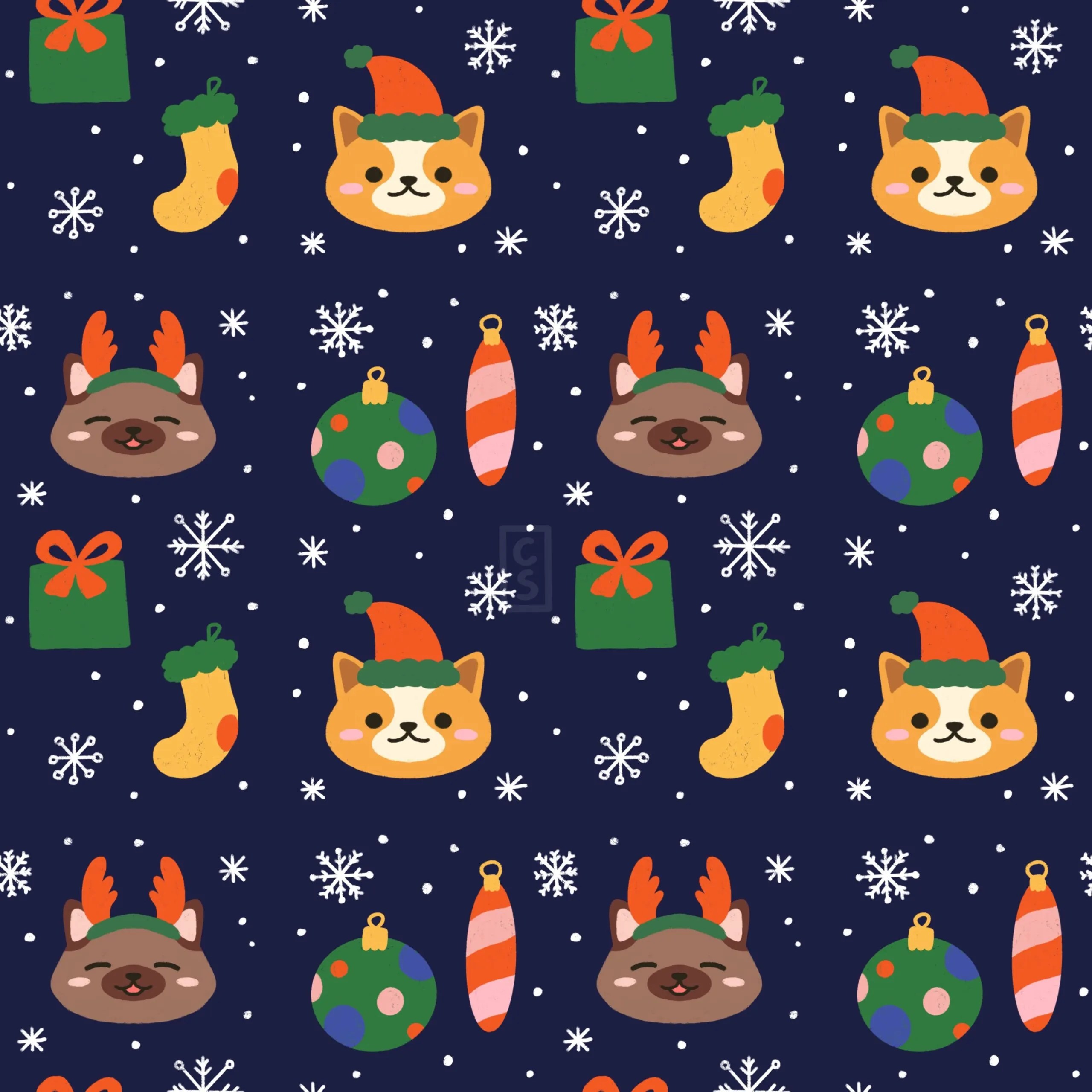 Corgi christmas x cheru wrapping paper three corgis official shop blog