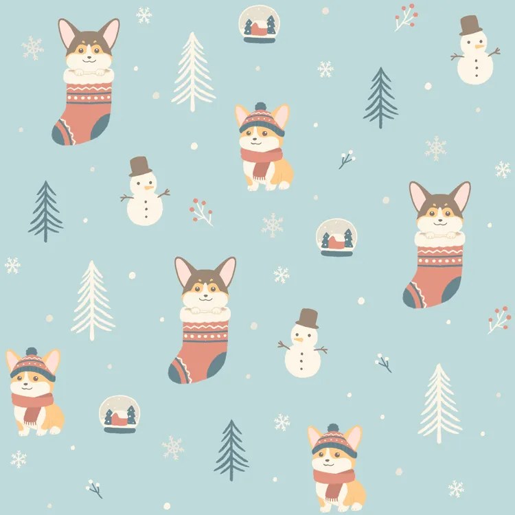 Corgi holiday x pitto wrapping paper