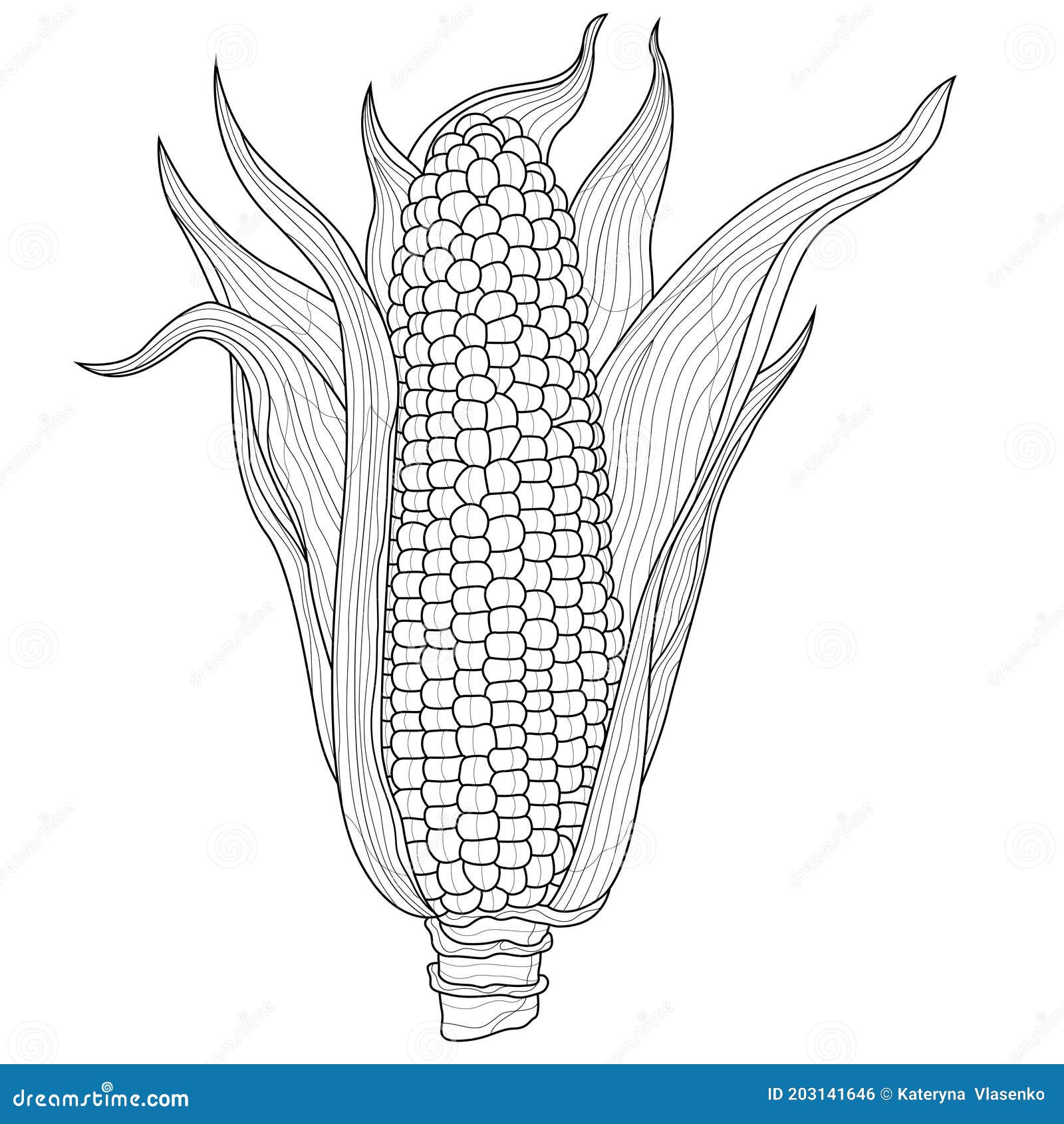 Corn vegetablecoloring book antistress for children and adults stock illustration