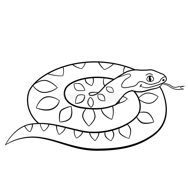 Coloring pages little cute snake lies stock vector