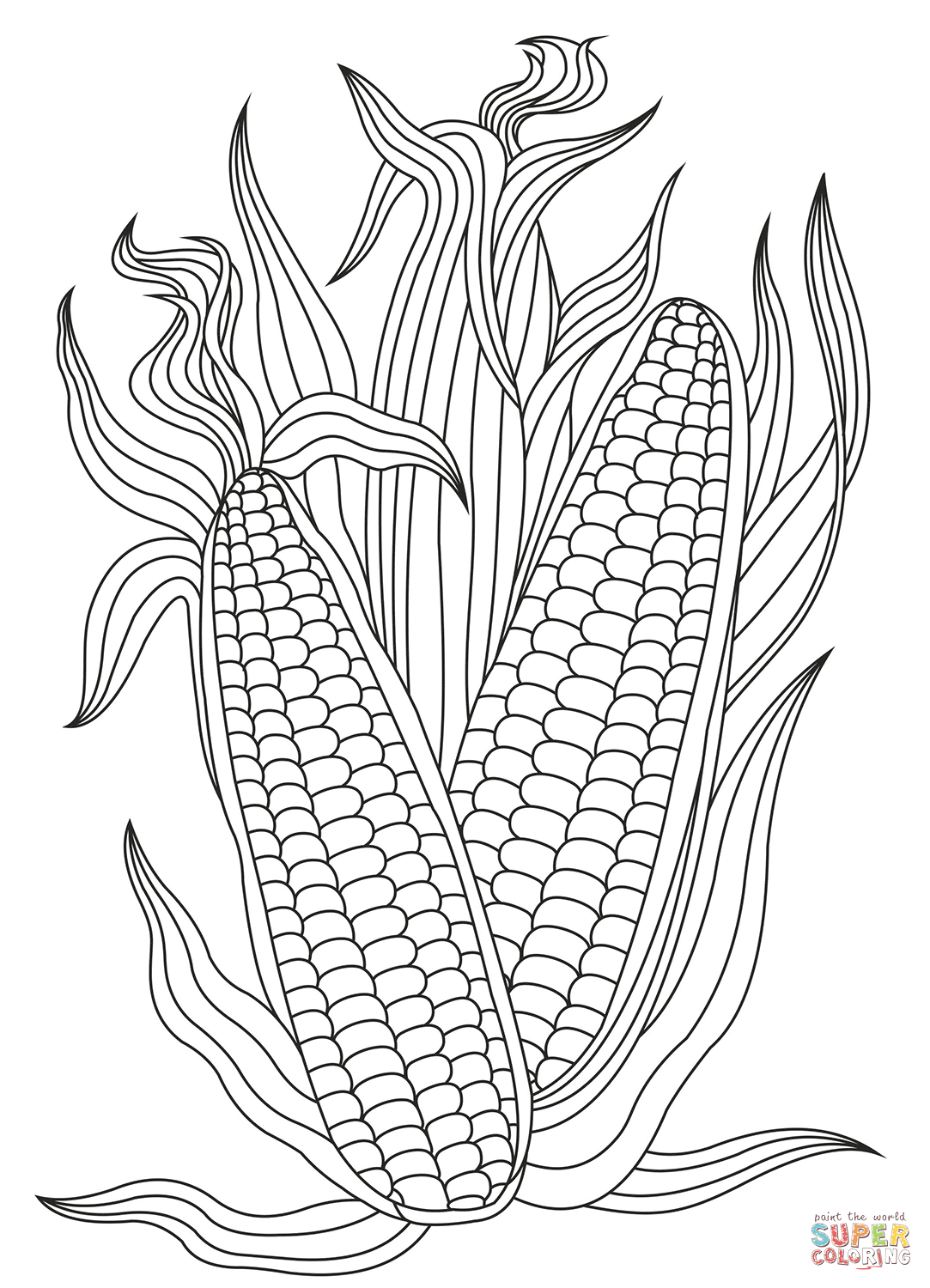 Corn coloring page free printable coloring pages