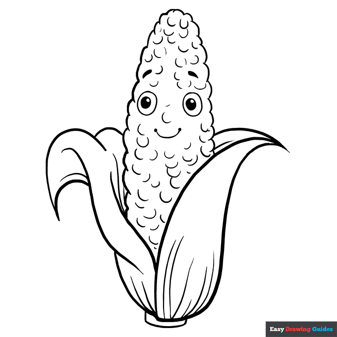 Corn cob coloring page easy drawing guides
