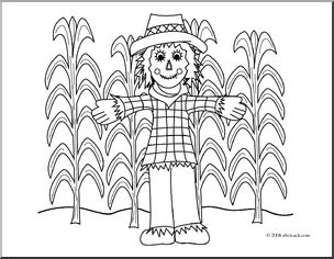 Clip art scarecrow coloring page i