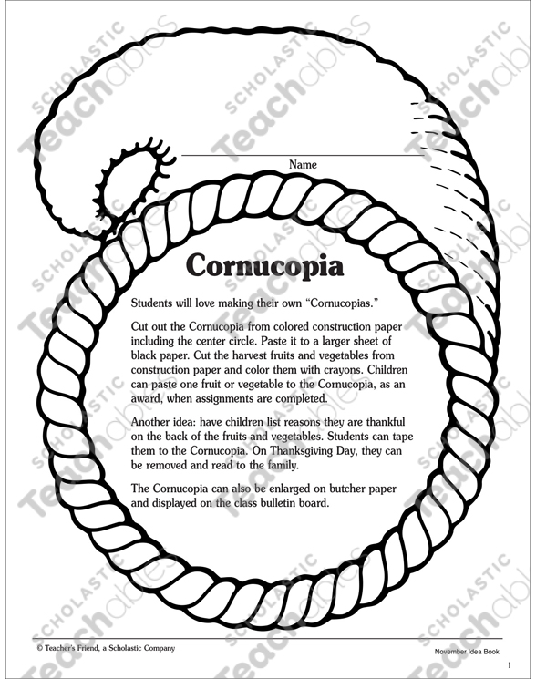 Cornucopia pattern printable arts and crafts skills sheets