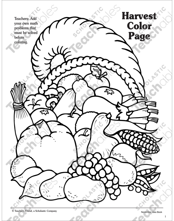 Harvest cornucopia pattern printable coloring pages