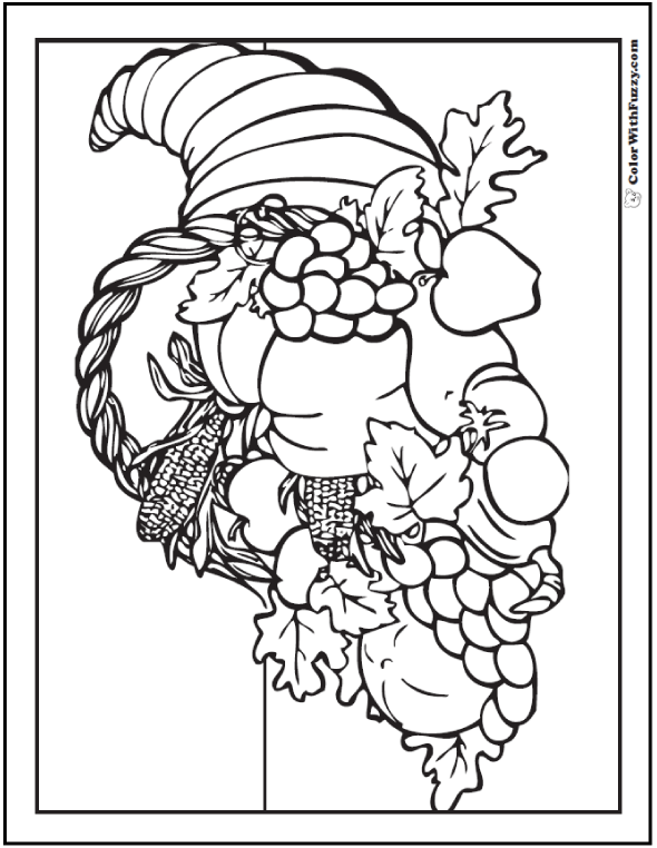 Thanksgiving cornucopia coloring sheet