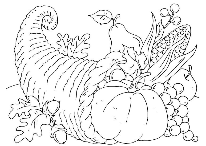 Coloring page thanksgiving basket