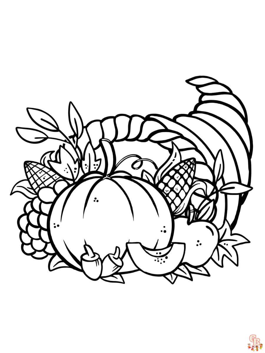 Printable cornucopia coloring pages free for kids and adults