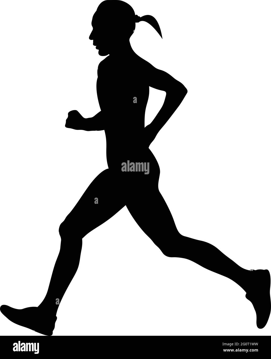 Mujer corredor de running maratãn silueta negra imagen vector de stock