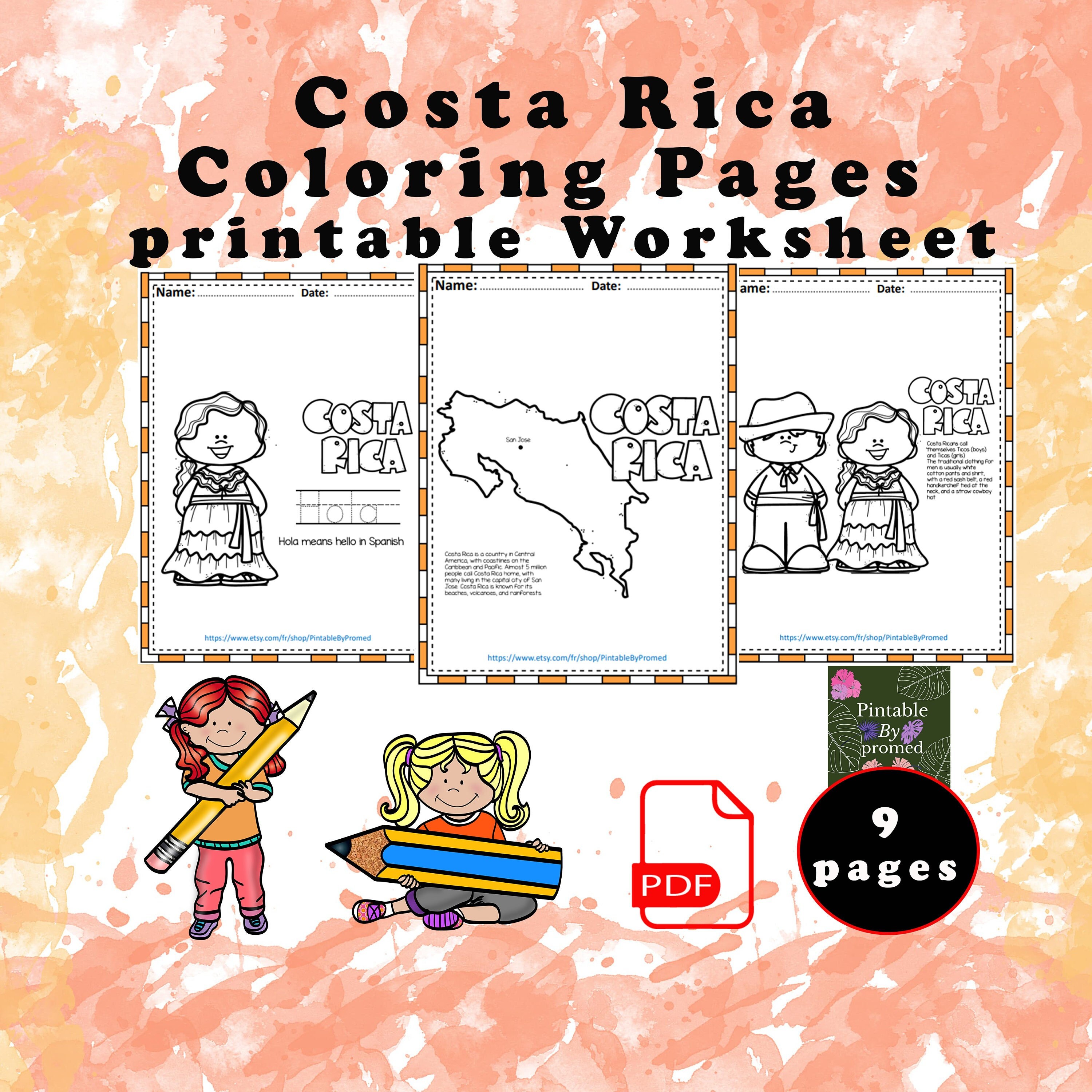 Costa rica coloring pages read color and learn download now