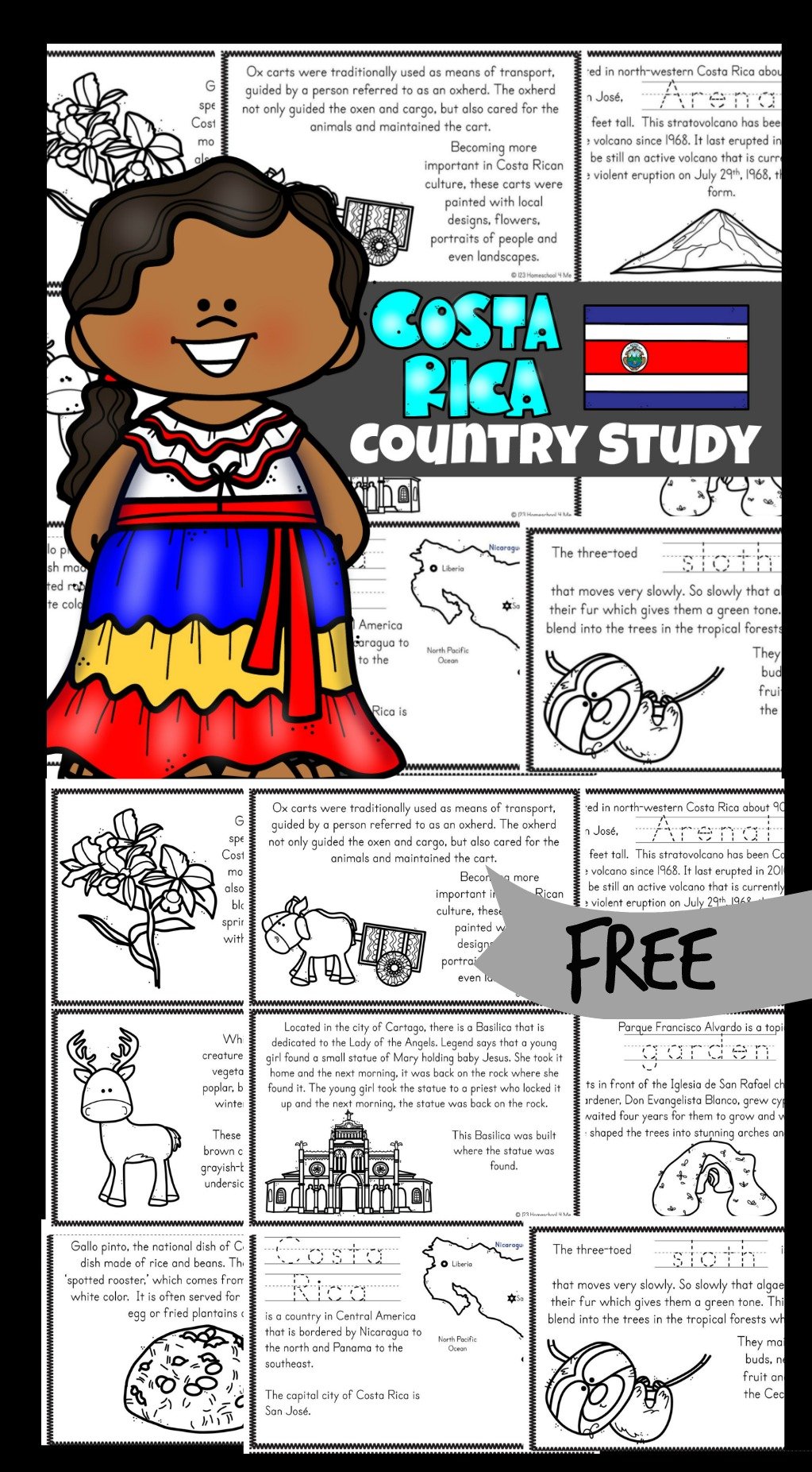 Learn about costa rica country for kids with free printables