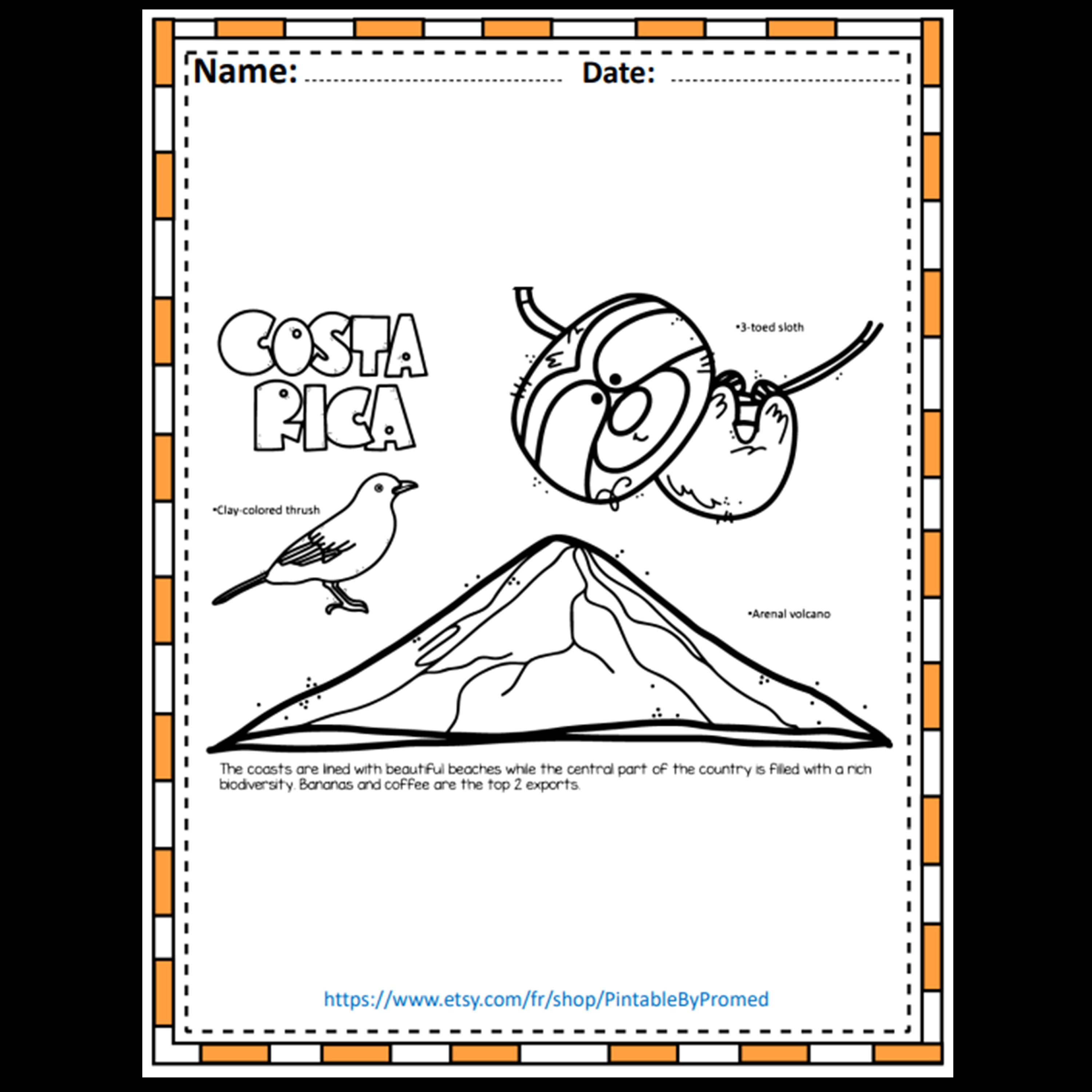 Costa rica coloring pages read color and learn