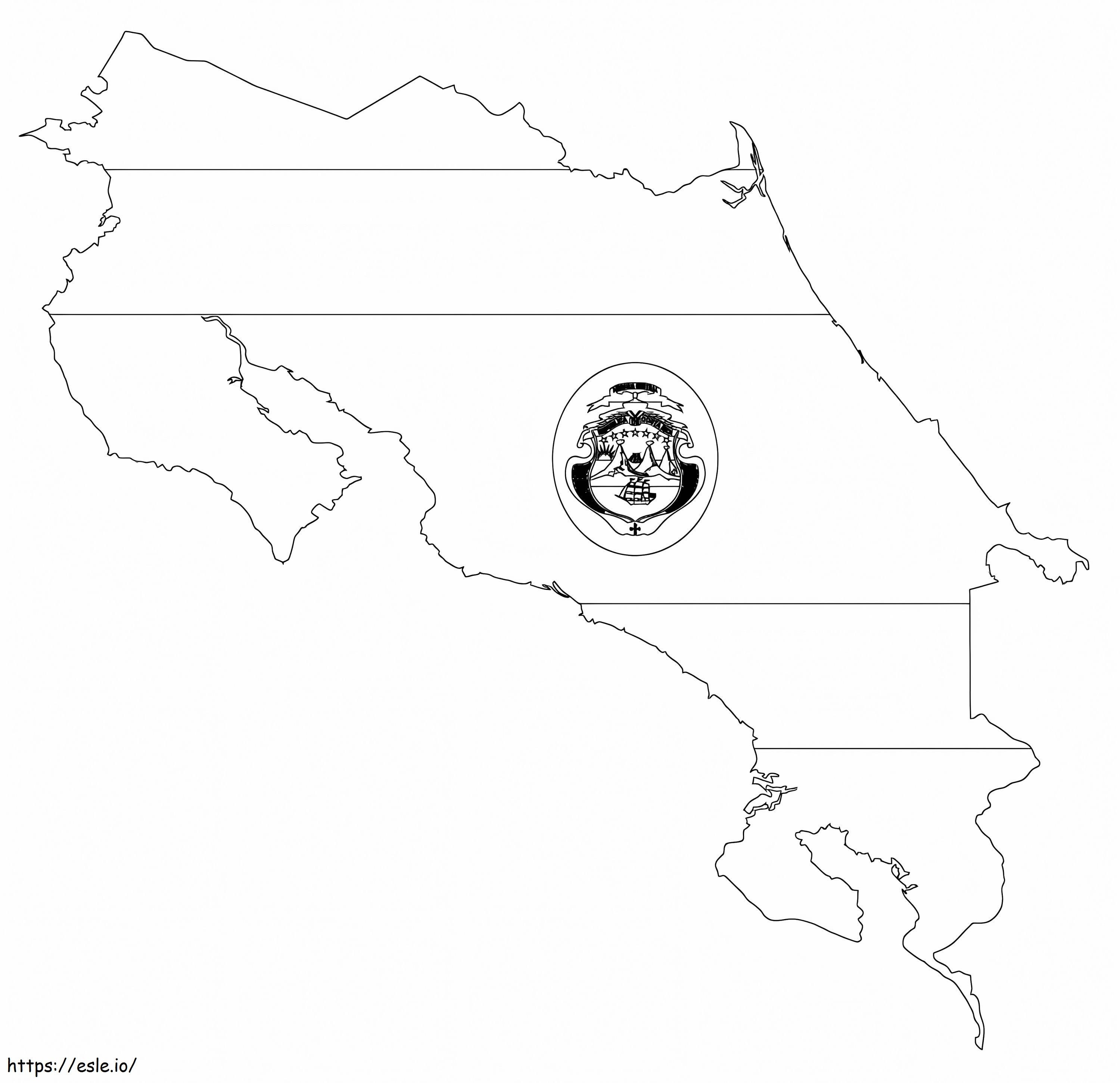 Costa rica flag and map coloring page