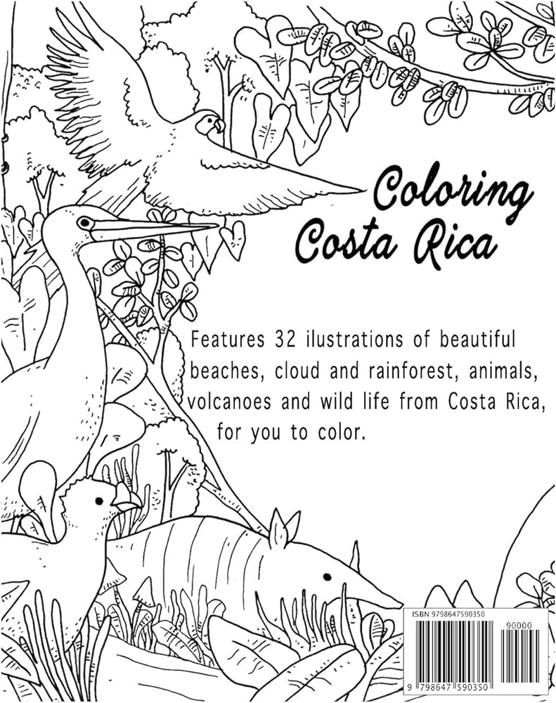 Coloring costa ri a nature and wildlife illustrated coloring book kogel jane esquivel noelia books