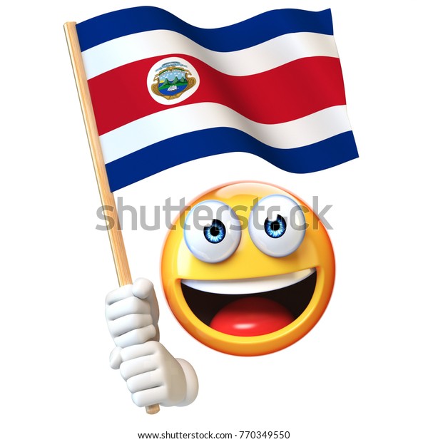 Emoji holding costa rica flag emoticon stock illustration