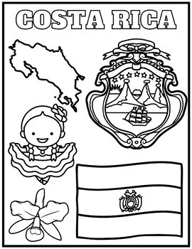 Costa rica word search and coloring page hispanic heritage month activities