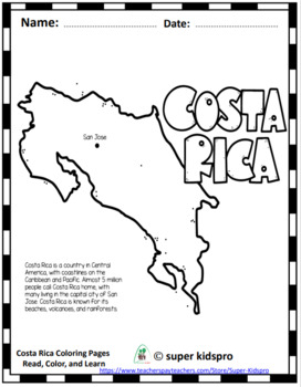 Costa rica coloring pages â read color and learn by super kidspro