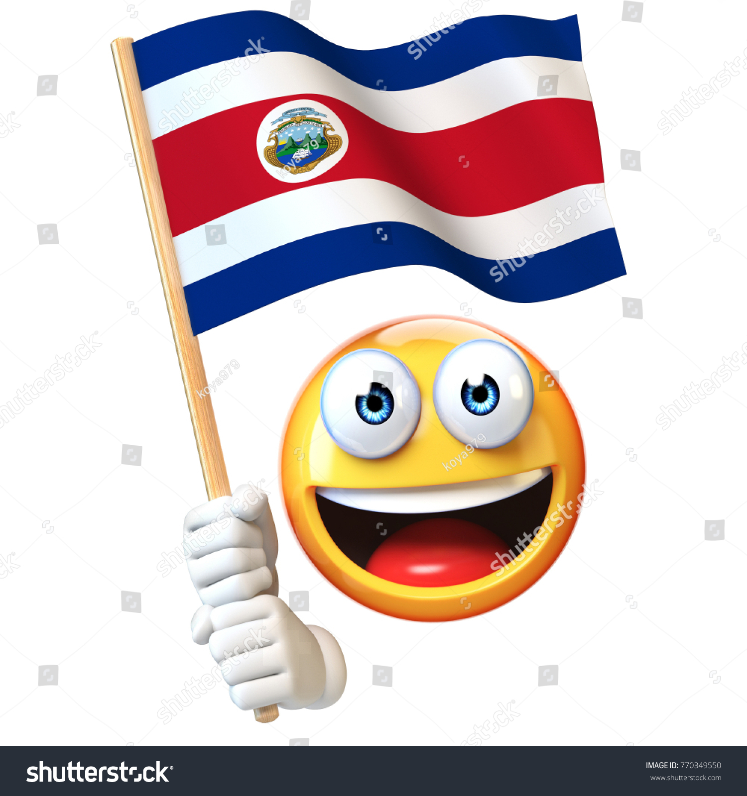 Emoji holding costa rica flag emoticon stock illustration