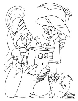 Halloween costumes coloring page by color me english tpt