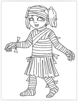 Halloween costume coloring pages by peppermint puzzles tpt