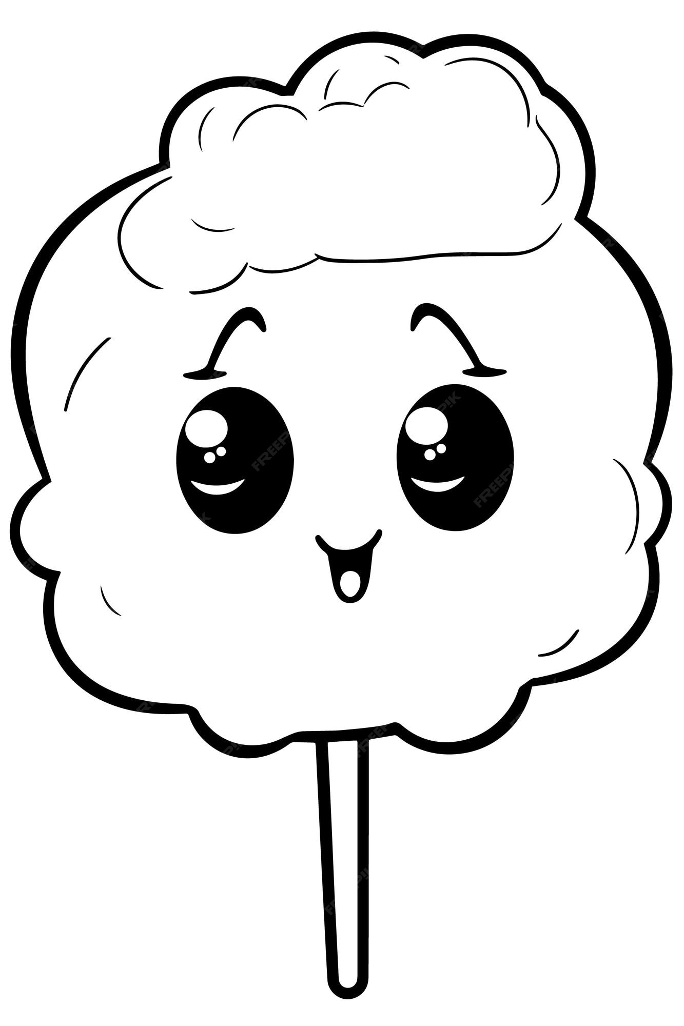 Premium vector cute cotton candy coloring page