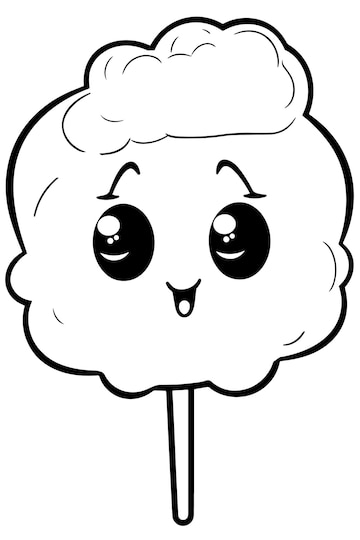 Premium vector cute cotton candy coloring page