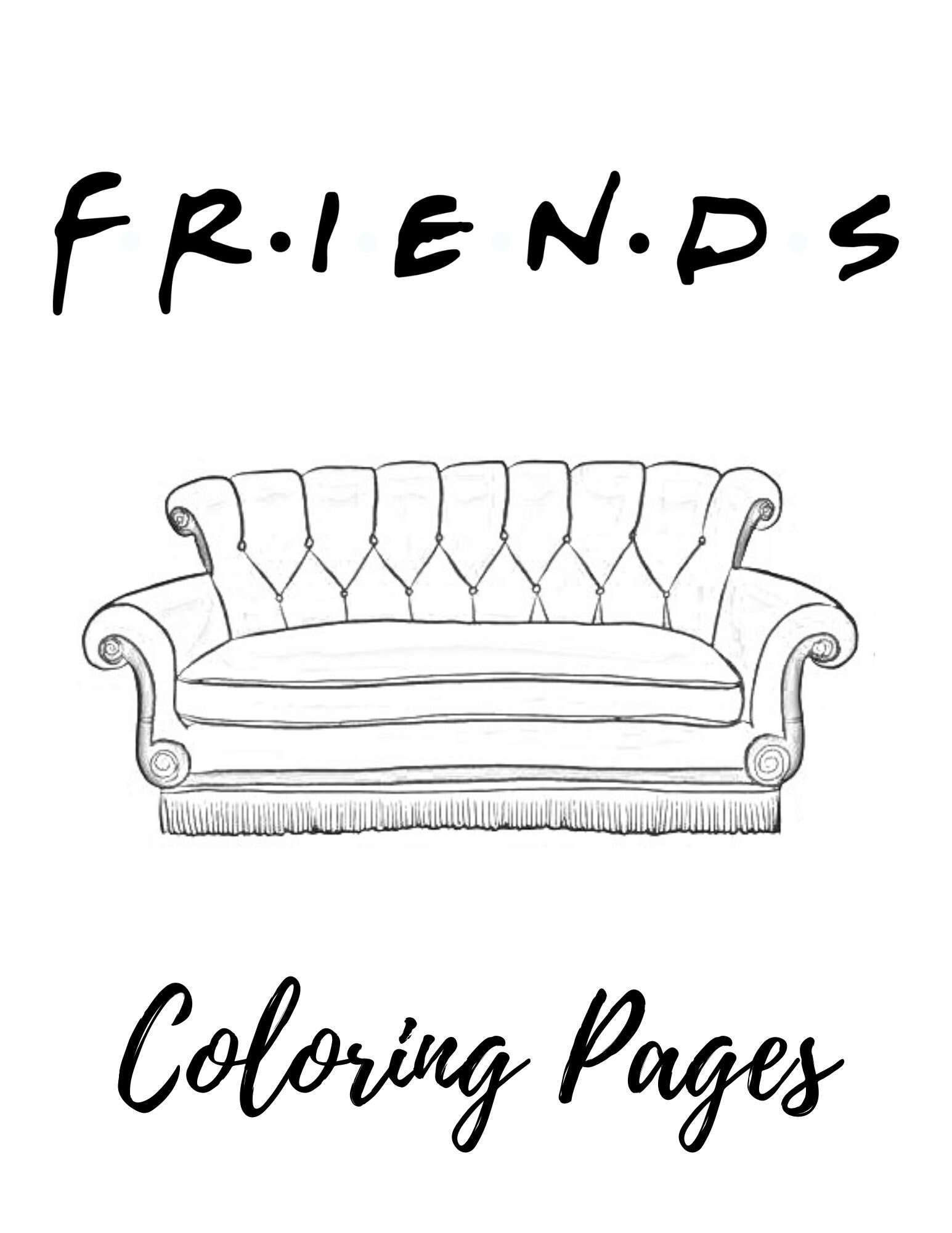 Friends printable coloring pages instant download coloring book friends gifts