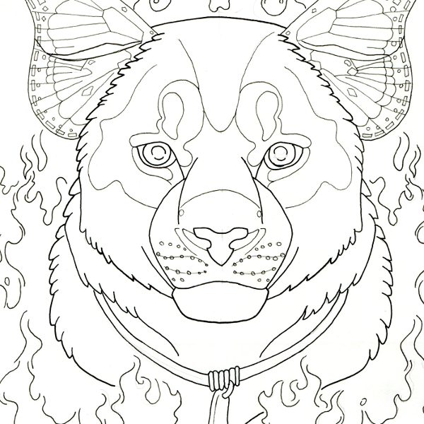 Cougar totem coloring page for adults