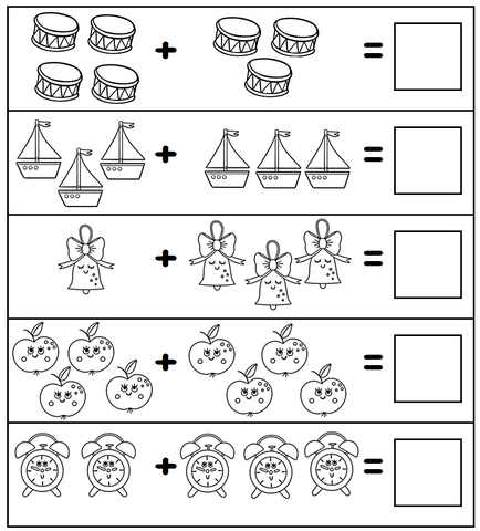 Count add and write worksheet for kdergarten olympiad tester