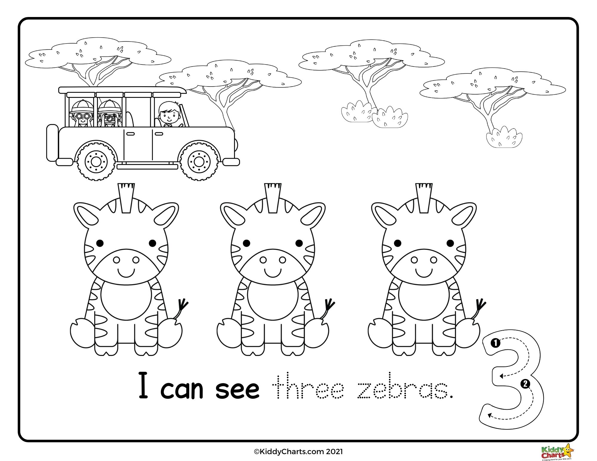 Animal coloring pages animal safari counting coloring pages sheets