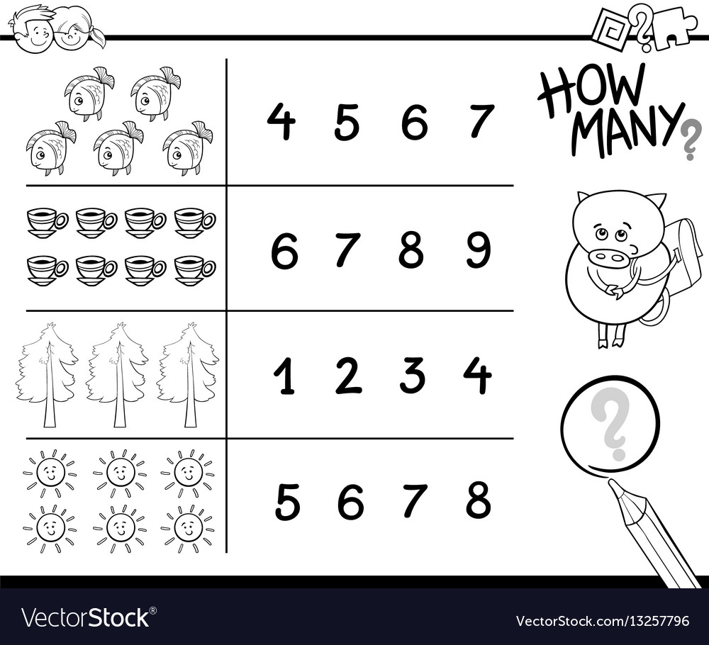 Counting activity coloring page royalty free vector image