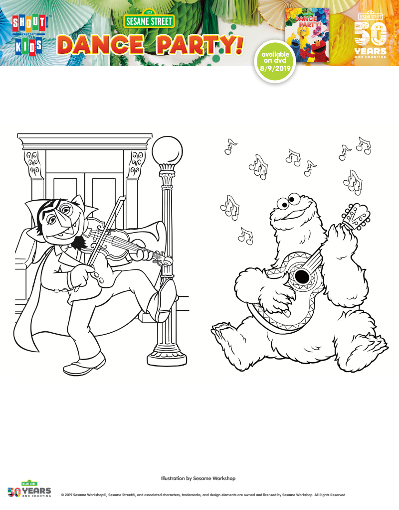 Sesame street party coloring page printable