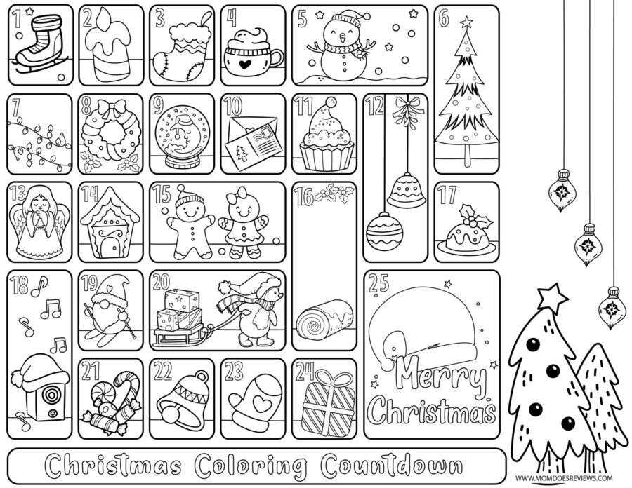 Countdown to christmas coloring activity freeprintables