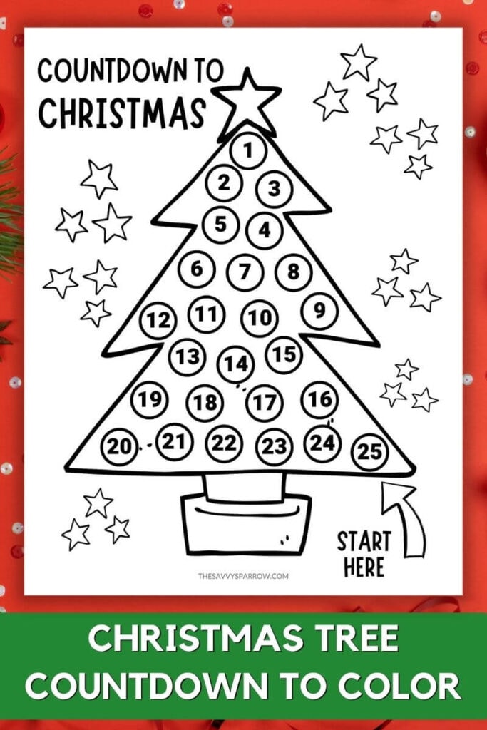 Printable christmas countdown coloring pages