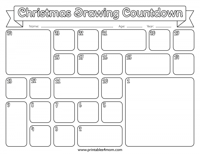 Christmas coloring countdown advent calendar