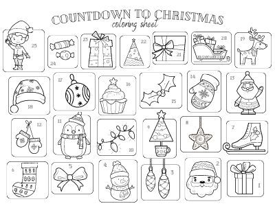 Countdown to christmas coloring sheet instant download