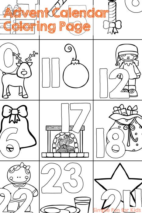 Christmas countdown day advent calendar coloring page