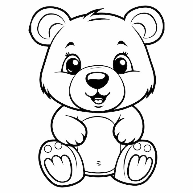 Premium vector cute baby ted bear for coloring book or coloring page for kids vector clipart