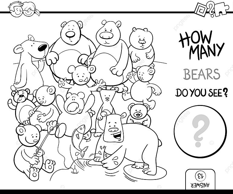 Counting bears coloring book activity graphic how many clever vector graphic how many clever png and vector with transparent background for free download