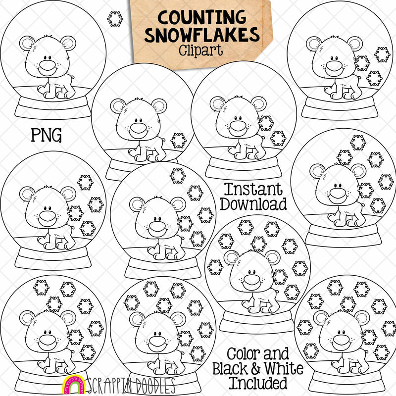 Counting snowflakes clipart