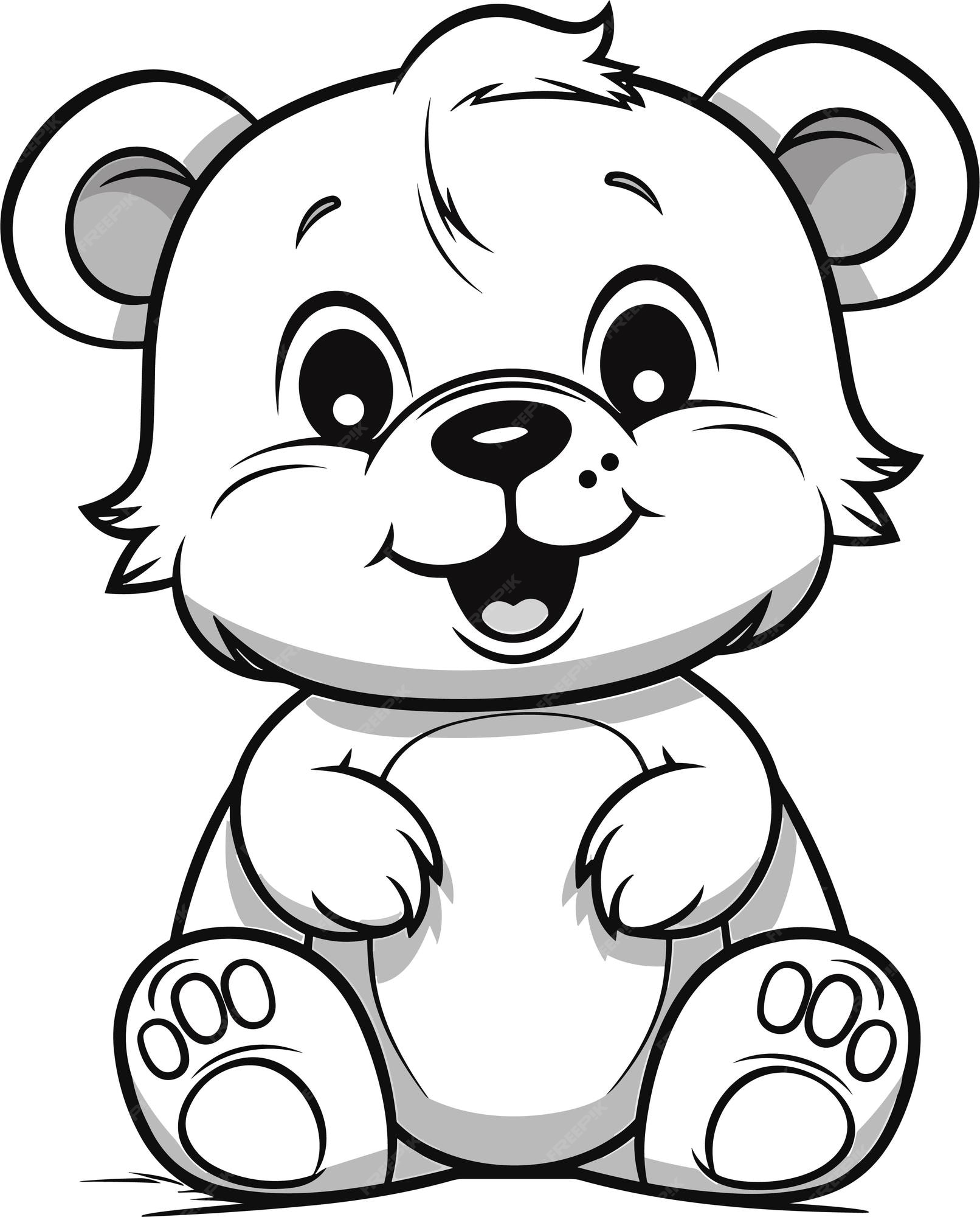 Premium vector a cute bear colouring pages for kids vector illustration