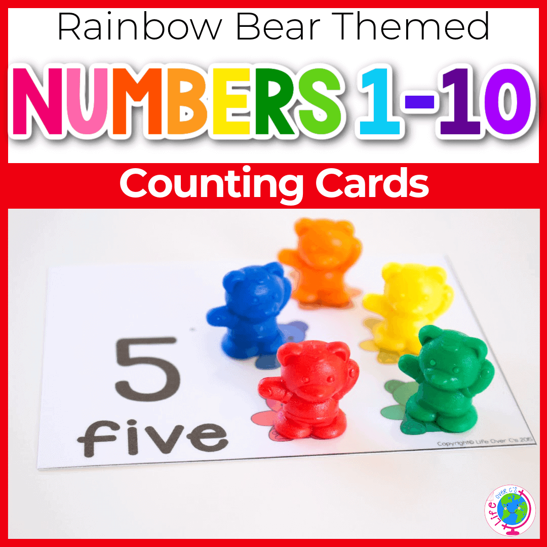 Free printable rainbow bear counting cards