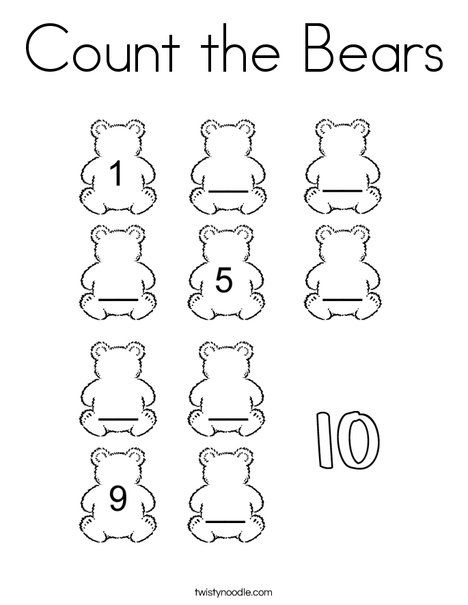 Count the bears coloring page bear coloring pages coloring pages counting bears