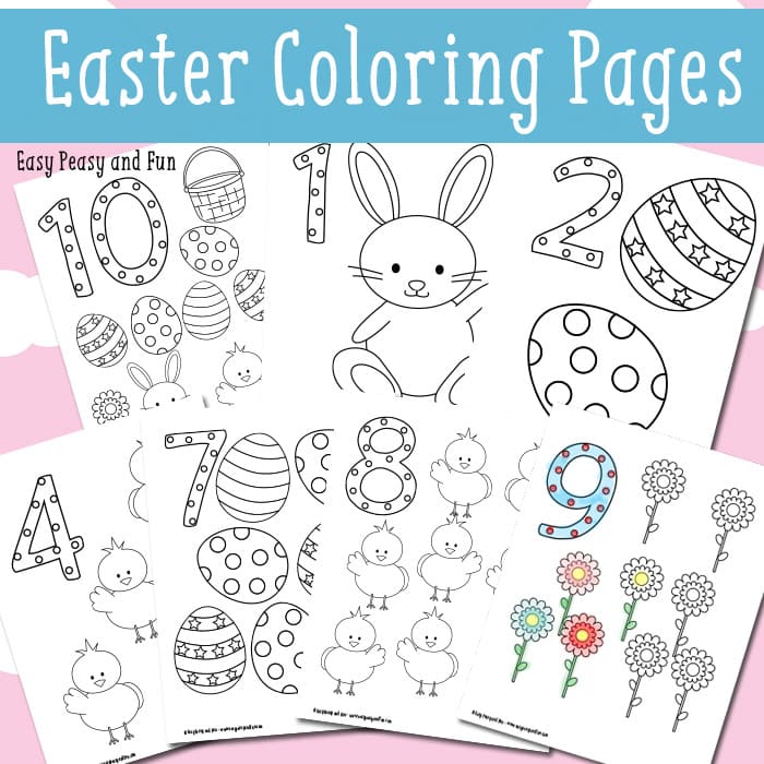 Easter counting coloring pages